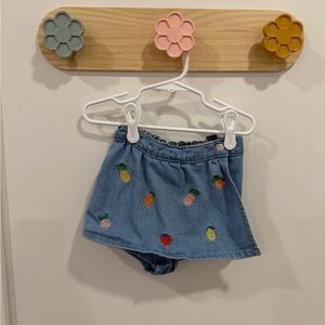 H&M Baby girl denim Skort with Fruit Embroidery